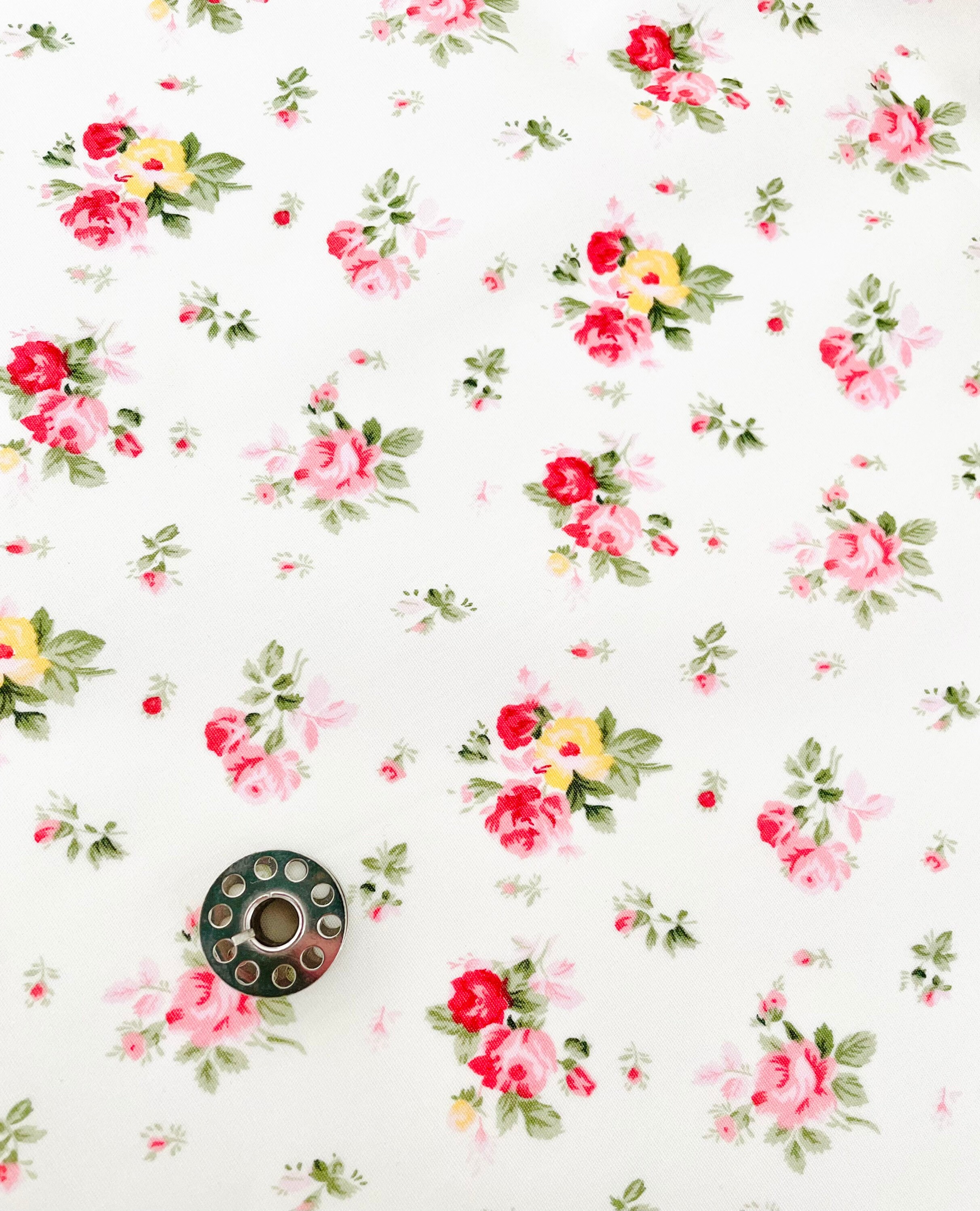Rose Pattern Floral Fabric Ivory 100% Cotton Poplin Rose & Hubble - Etsy
