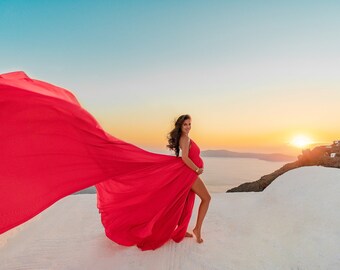 Long Flying Dress | Flying Dress for Photoshoot| Long Train Dress | Photoshoot Dress | Flowy Dress | Satin Dress | Maternity Dress