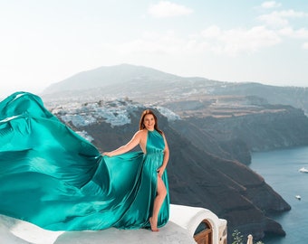 Flying Dress | Flying Dress for Photoshoot| Long Train Dress | Photoshoot Dress | Flowy Dress | Satin Dress