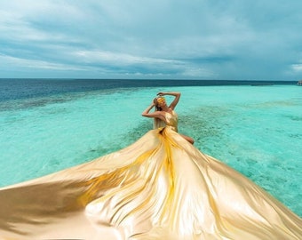 Photography Dress, Flying Dress For Photoshoot, Long Flying Dress, Santorini Dress, Wedding Dress, Long Train Dress, Pre Wedding Dress