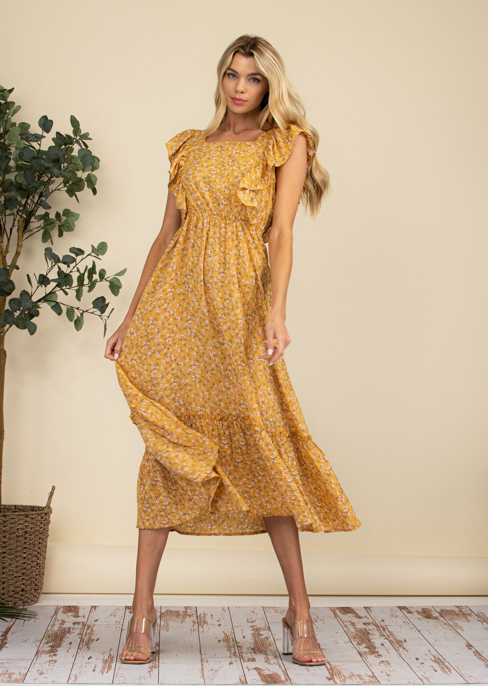 Mustard yellow bohemian clearance dress