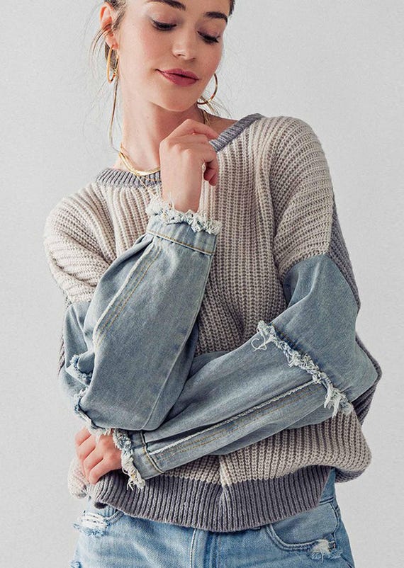 Denim sweater hotsell