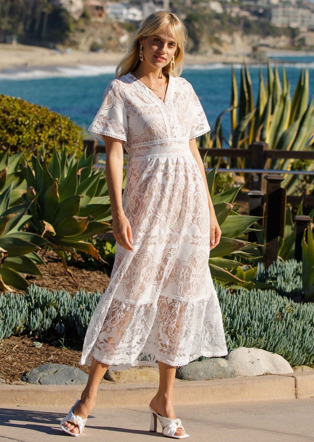 Sarah Lace Dress Midi Lace Dress Bridal Shower Dress White Etsy