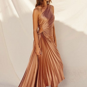 Helena pleated goddess dress, greek dress, event guest dress, golden dress, wedding guest dress, luxury dress, cruise dress, dinner dating, Golden sand