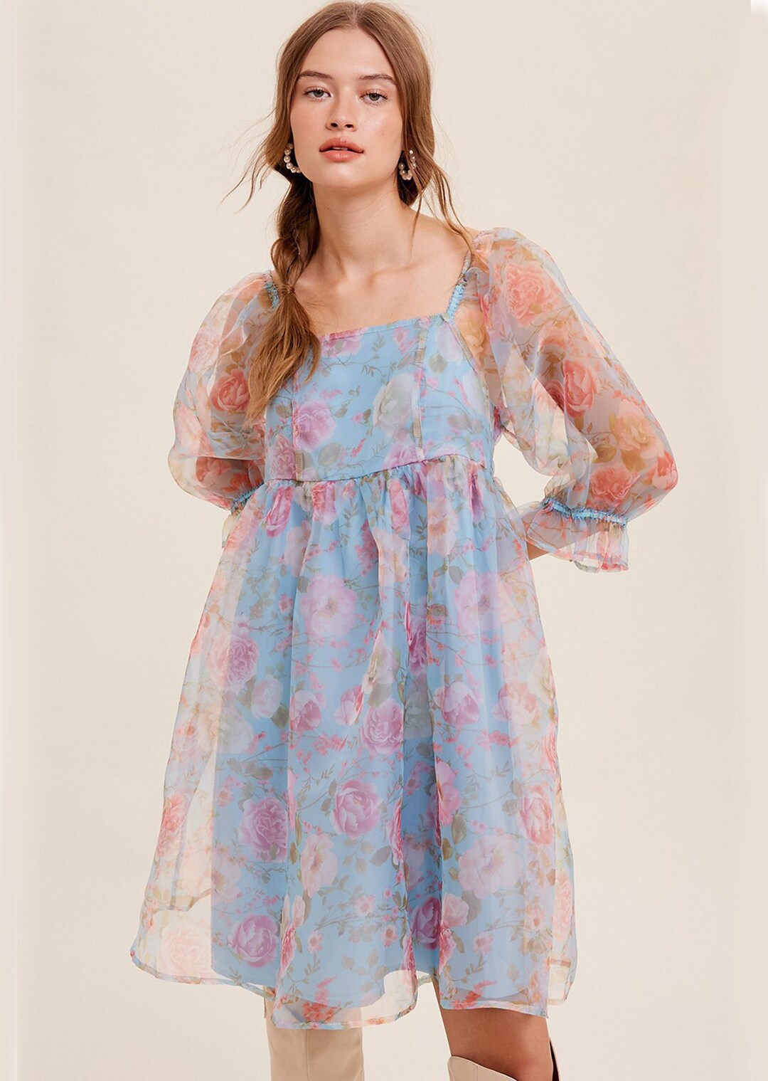 Cassandra Organza Mini Dress, Fairy Mini Dress, Floral Dress, Party ...
