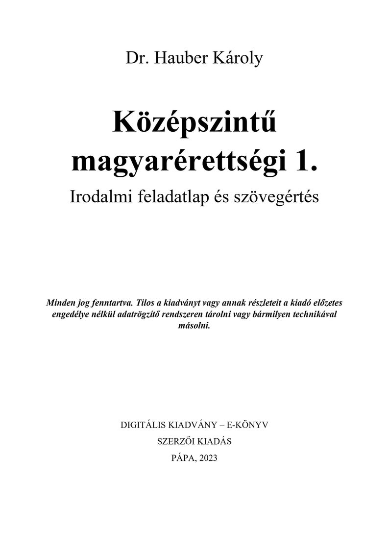 Középszintű magyarérettségi 1. Irodalmi feladatlap és szövegértés image 3