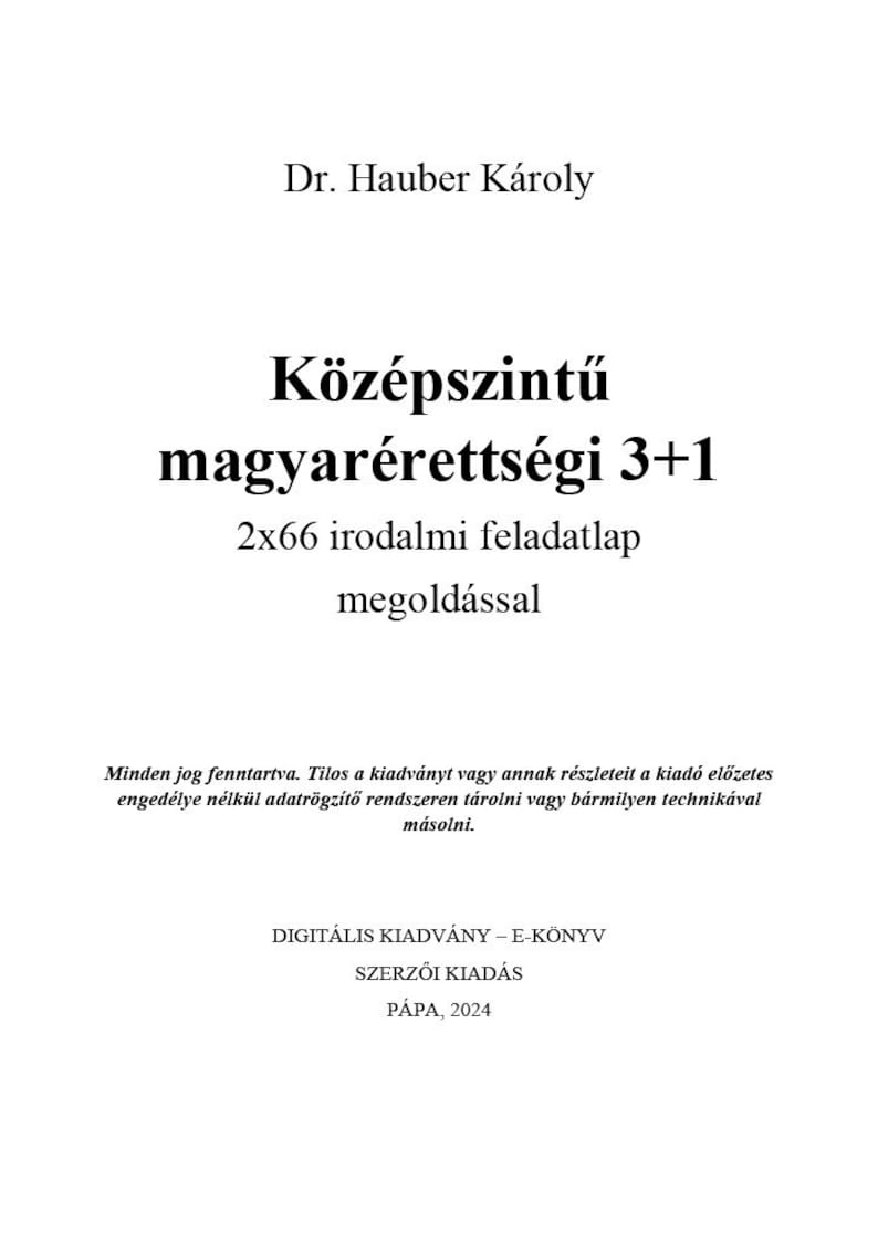 Középszintű magyarérettségi 31 2x66 irodalmi feladatlap megoldással afbeelding 3