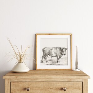 Vintage Illustration Cottagecore Farmhouse Decor Standing bull by Jean Bernard (1775-1883) Digital Download