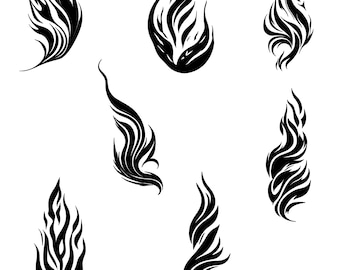 Fire Flame SVG Bundle, Minimalist Silhouette Clipart for Cricut