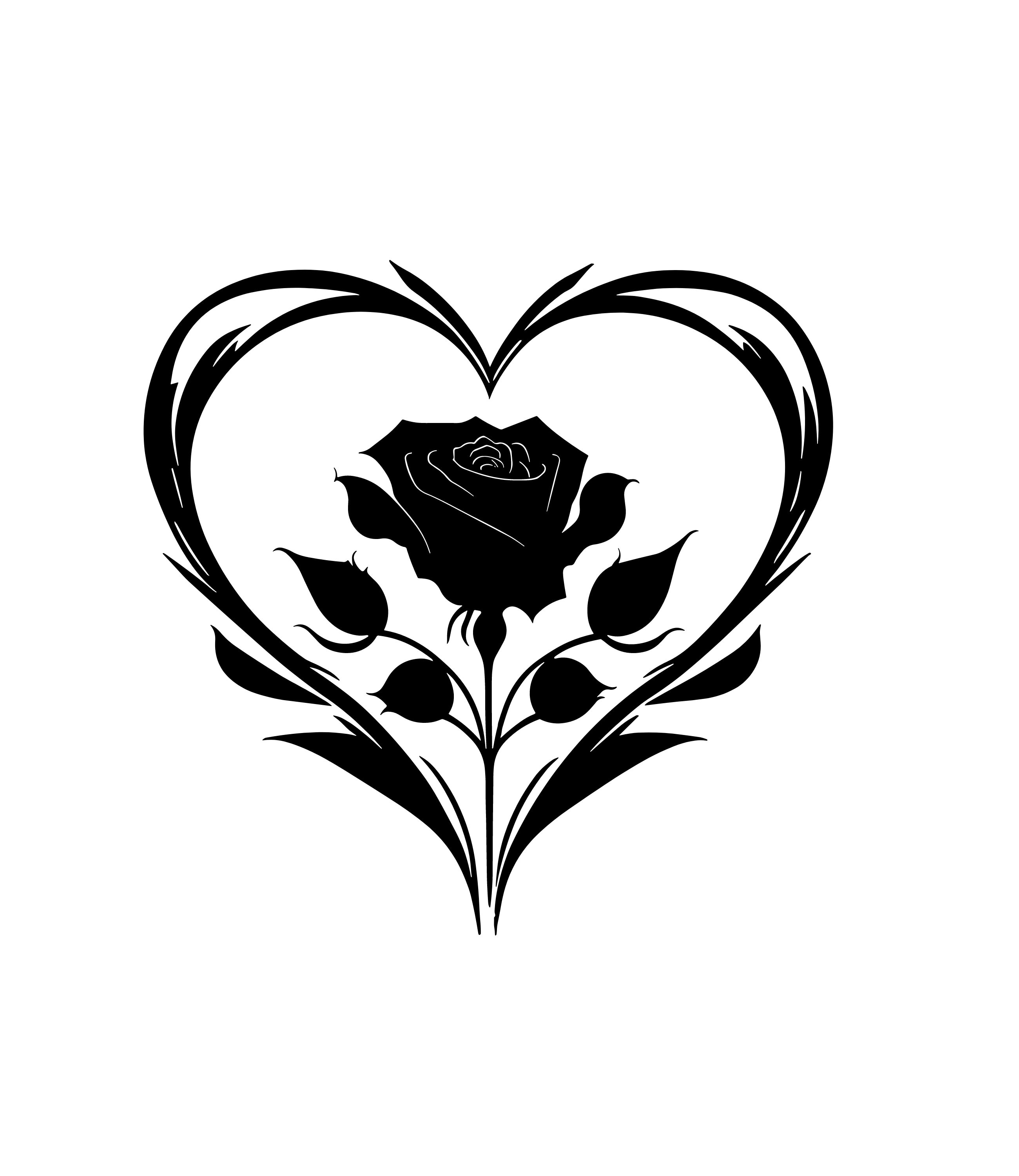 Floral Heart SVG Silhouette Bundle, Rose Clipart Cut Files - Etsy