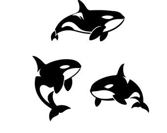 Orca Whale SVG Vector Bundle: Ocean Silhouette Clipart (Digital Download)