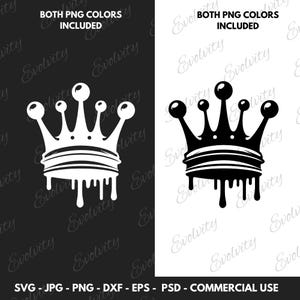 Corona de graffiti goteante SVG Vector y silueta real Clipart Archivo de corte, diseño goteante PNG, Dxf, Jpeg, Eps, Psd, regalo de aniversario único