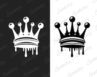 Dripping Graffiti Crown SVG: Royal Silhouette Clipart (Digital Download)