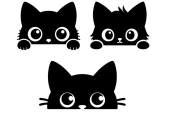 Peeking Cat SVG Bundle: Kitten Silhouette Clipart (Digital Download)