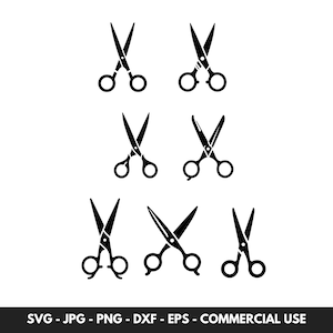 Scissors SVG Vector Bundle: Barber Clipart Silhouette (Digital Download)