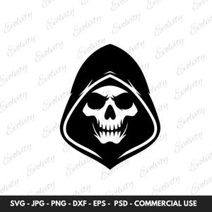 Scary Skull Face SVG Vector and Skull Silhouette PNG Clipart Cut File Tattoo Image Ideal for DIY Scare or Halloween Projects Gifts for Him