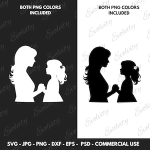 母娘のSVGベクターと母性のシルエットPNGクリップアートカットファイルは、家族のクラフトプロジェクトや母と娘への贈り物に最適です。
