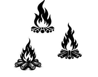 Campfire SVG Vector Bundle: Camping Silhouette Clipart (Digital Download)