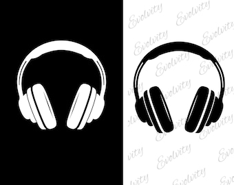 Hörlurar SVG Silhuett: Musikälskare Clipart, Cricut Cut-fil (digital nedladdning)