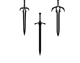 Riddare Svärd SVG Vektor Bundle: Silhuett Clipart (Digital Nedladdning)