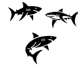 Pacchetto vettoriale SVG di squalo, clipart di silhouette di animali marini (download digitale)