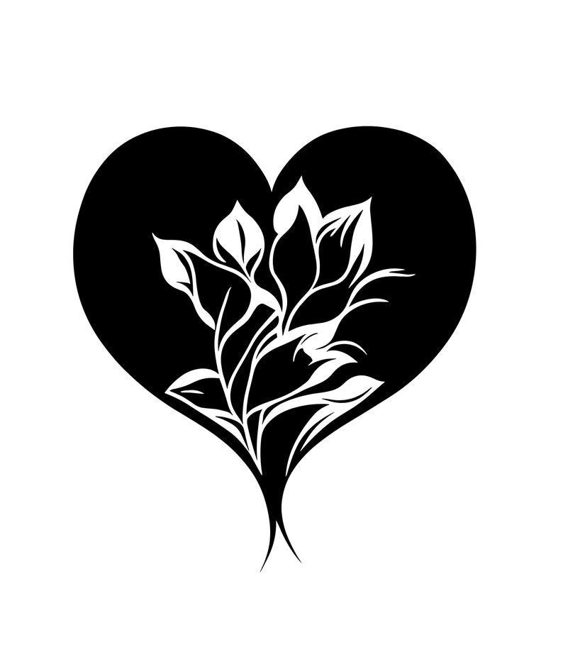 Floral Heart SVG Silhouette Bundle, Rose Clipart Cut Files - Etsy