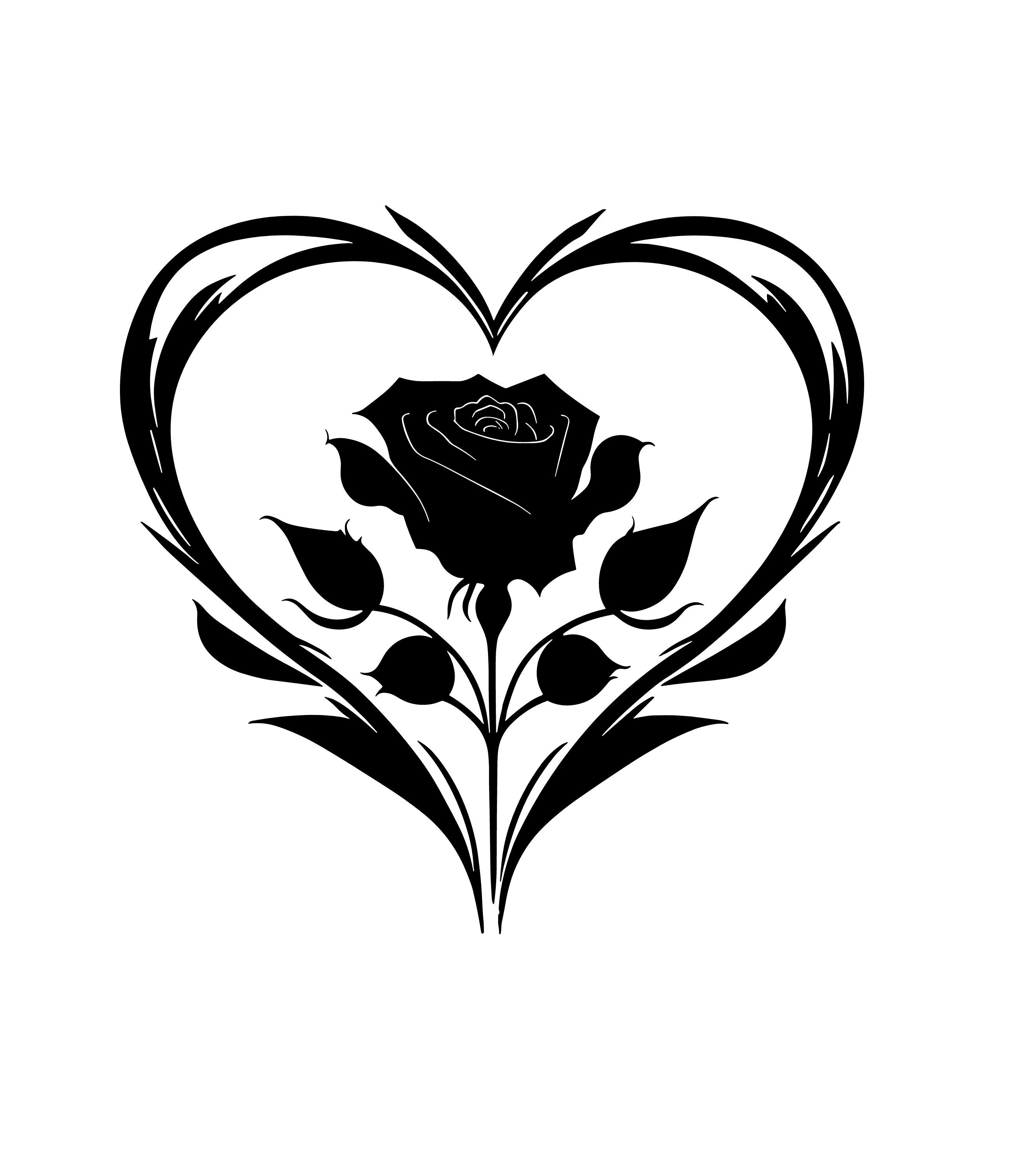 Beautiful Heart With Rose SVG Heart Svg Clipart Vector
