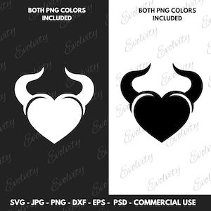 Devil Heart SVG: Horned Heart Clipart, Valentine&#39;s Day (Digital Download)