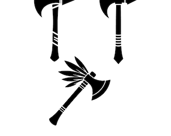 Tomahawk Axe SVG Bundle: Tribal Warrior Silhouette Clipart (Digital Download)