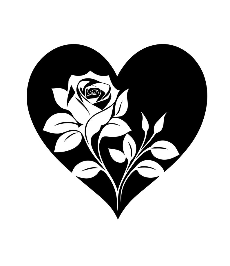 Floral Heart SVG Silhouette Bundle, Rose Clipart Cut Files - Etsy
