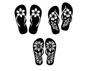 Flower Flip Flops SVG Bundle: Summer Clipart (Digital Download)