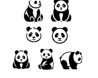 Panda SVG Vector Bundle, Animal Clipart (Digital Download)