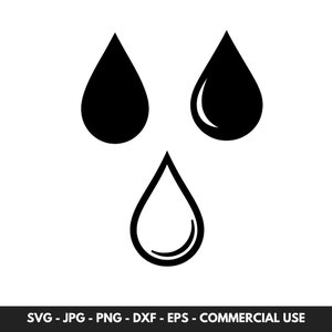 Pacchetto vettoriale SVG goccia d'acqua con 3 immagini PNG clipart di silhouette di gocce d'acqua ideali per progetti di artigianato fai da te e file di taglio per Cricut