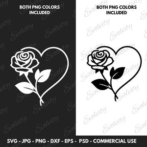 Romantic Rose Heart SVG Vector And Flower Clipart PNG Cut File, Heart Rose Clipart, Ideal for DIY Crafts & Anniversary Gift Decorations