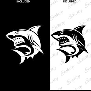 Angry Shark SVG Silhouette PNG Cut File for Cricut And Silhouette, Ocean Predator Clipart for Kids Parties & DIY Crafts and Gift For Him