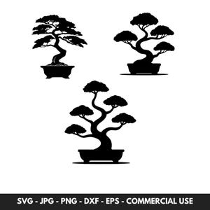 Bonsai Tree SVG Bundle, 3 Zen Silhouettes for Cricut & Silhouette, Japanese Bonsai Cut Files for Laser Cutting And DIY Crafts