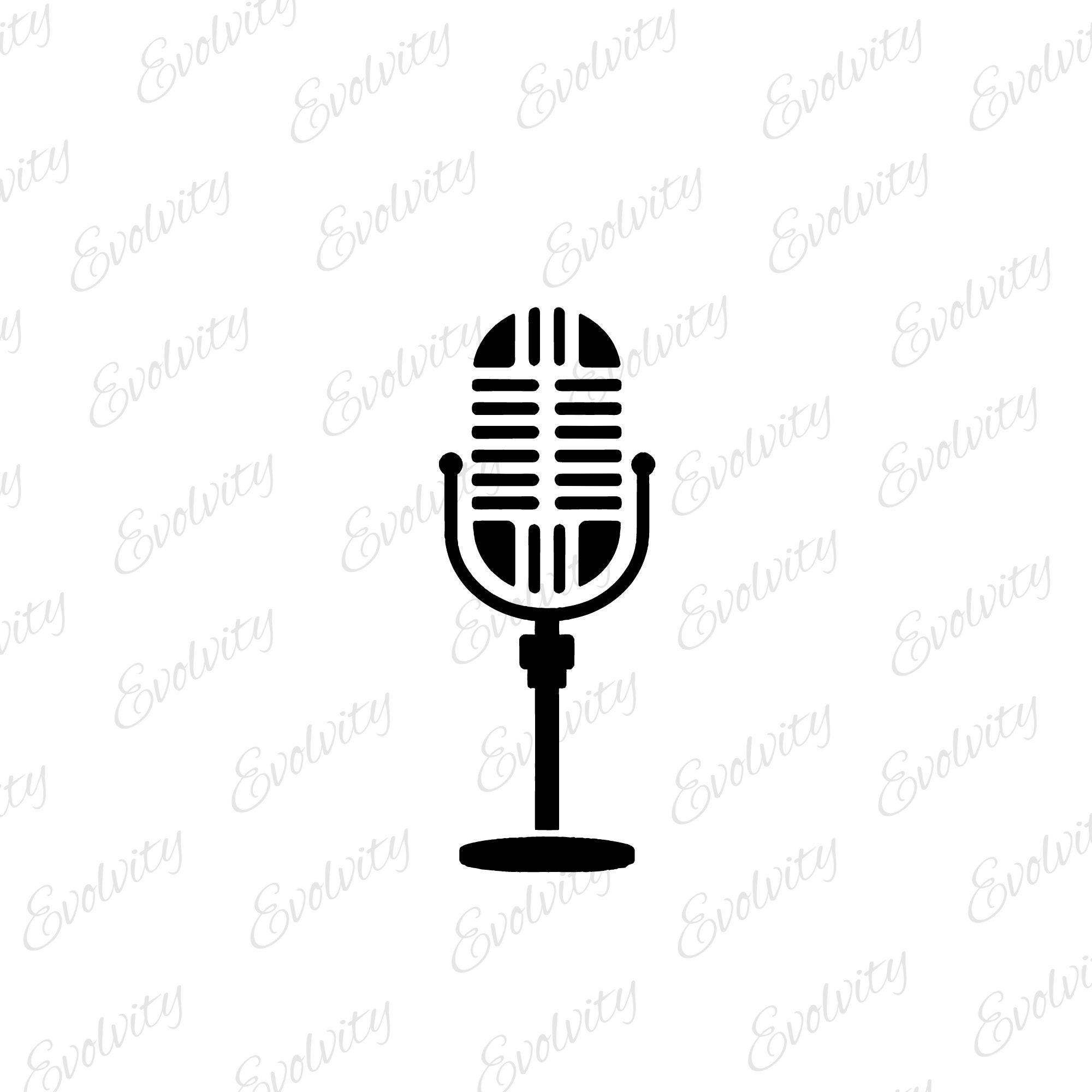 Microphone SVG Vector Bundle: 7 Clipart Silhouette PNG Cut Files ...