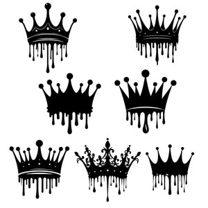 Dripping Crown SVG Vector Bundle: King, Queen, Princess (Cut Files)