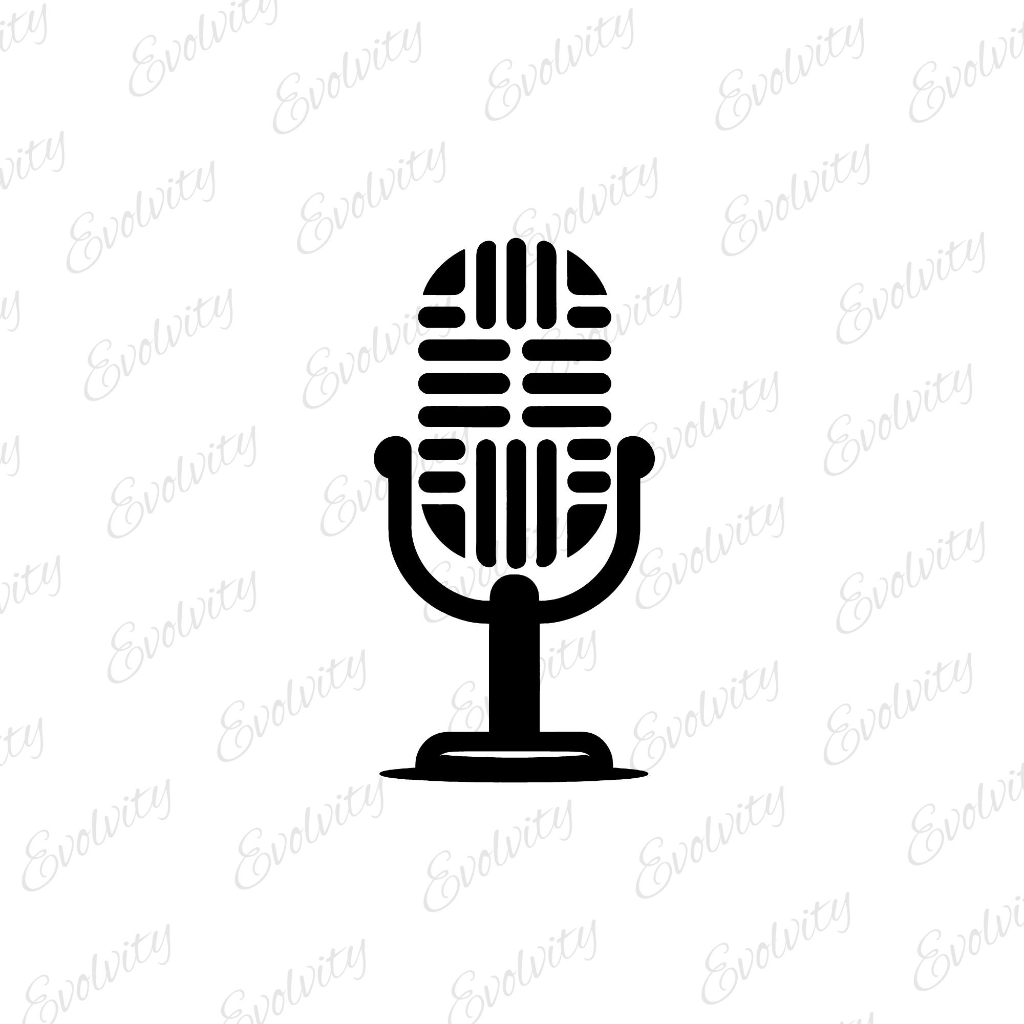 Microphone SVG Vector Bundle: 7 Clipart Silhouette PNG Cut Files ...
