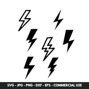 Lightning Bolt SVG Vector Bundle: Thunder Silhouette Clipart (Digital Download)