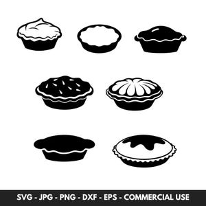 Pie SVG Bundle With 7 Delicious Pie Vector Clipart Silhouette PNG Cut Files Ideal For Food Party Projects And Gift For Kids