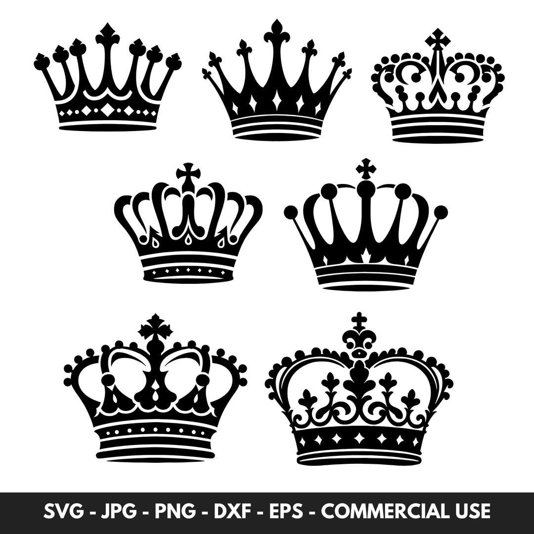 Royal Crown SVG-vectorbundel: koning en koningin silhouet clipart (digitale  download) - Etsy België, image size:1080x1080