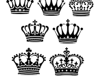Royal Crown SVG Vector Bundle: King & Queen Silhouette Clipart (Digital Download)