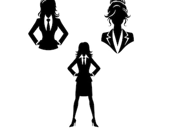 Boss Lady SVG Bundle, Corporate Woman Silhouette Clipart