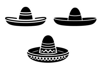 Sombrero SVG Silhouette Bundle of 3, Mexican Hat Clipart for Cricut & Sublimation, Fiesta Decor Cut Files for Crafters