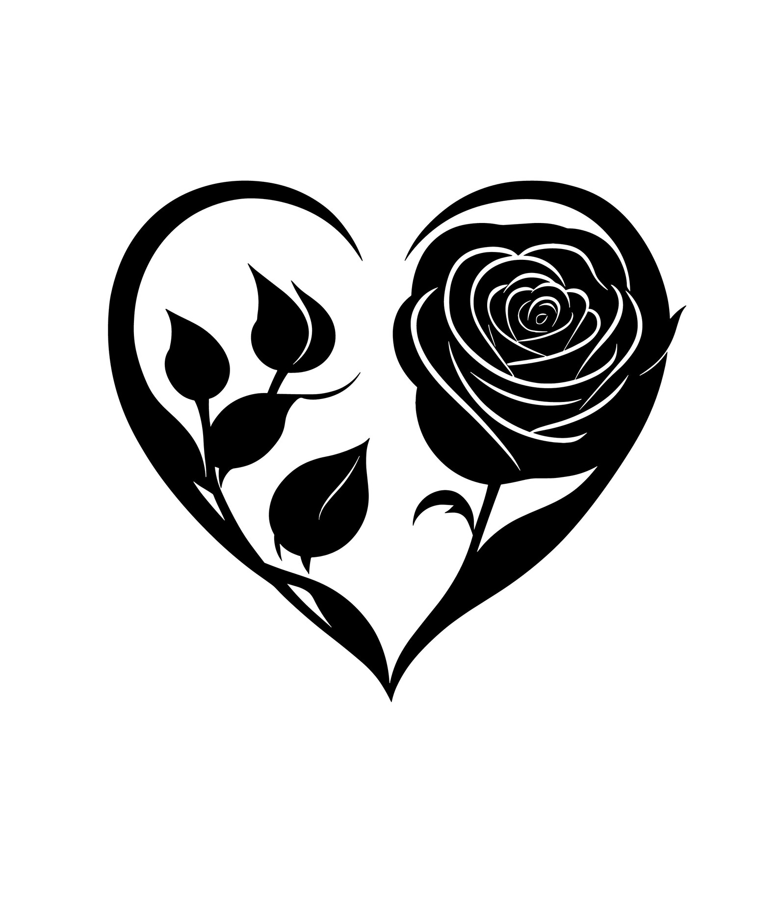 Rose Heart SVG Bundle: Floral Silhouette Clipart for Cricut (digital ...