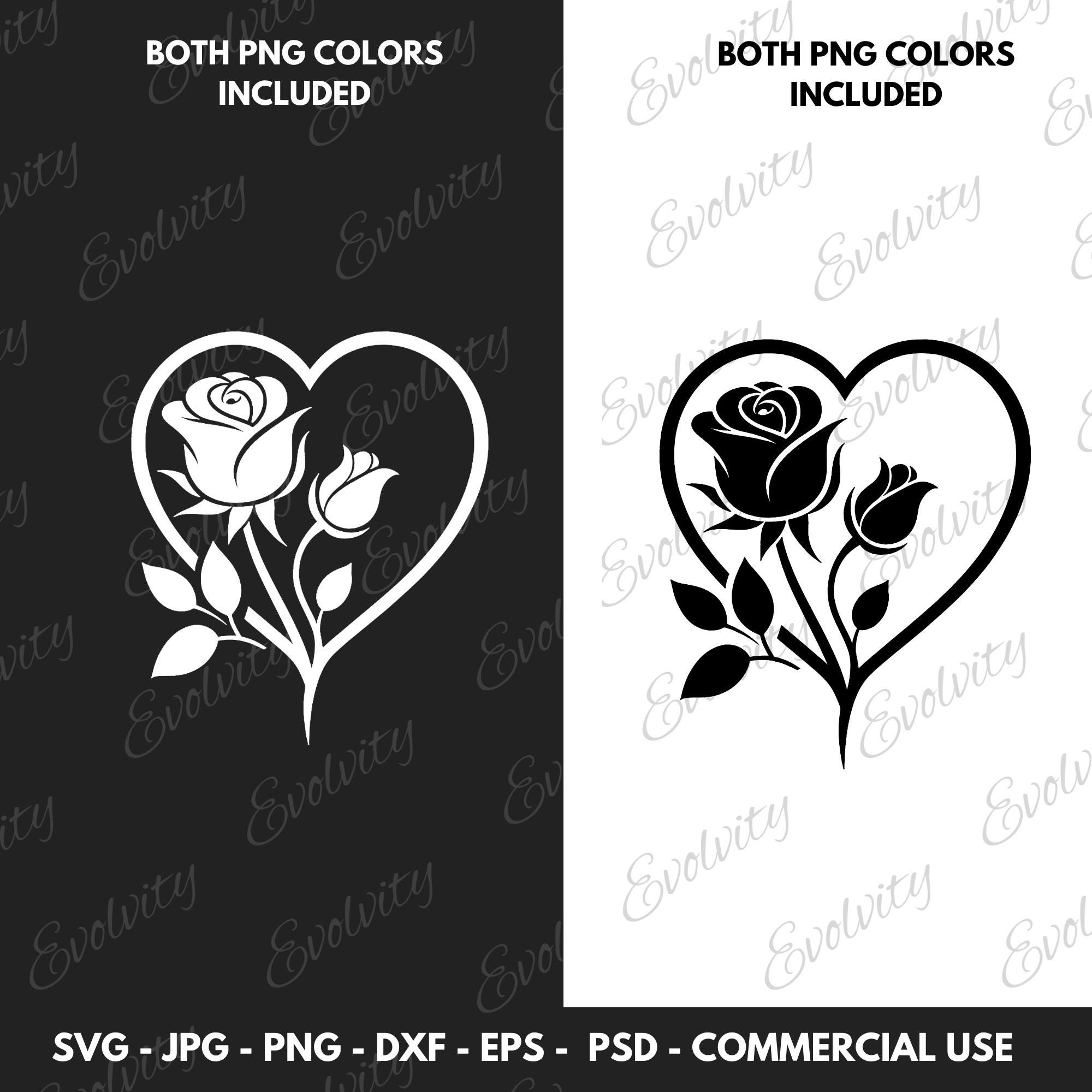 Rose Heart SVG, Floral Clipart, Cut File (digital Download) - Etsy