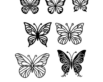 Paquete de vectores SVG de mariposa monarca: silueta prediseñada (descarga digital)