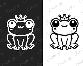 Crowned Frog SVG, kawaii clipart (digitale download)