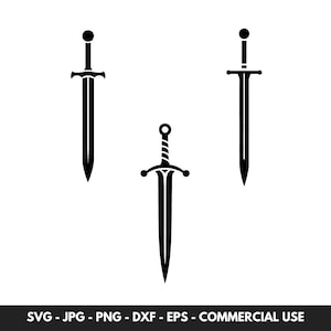 Sword SVG Vector Bundle With 3 Viking and Knight Sword Silhouette Clipart PNG Instant Digital Download Ideal Designs for Cricut & Silhouette